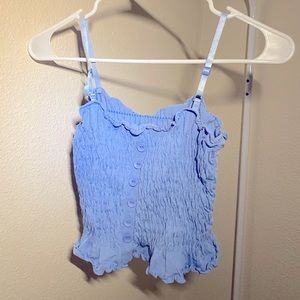 Light Blue Button up Crop Top Camisole Size XS/S | Made in Korea